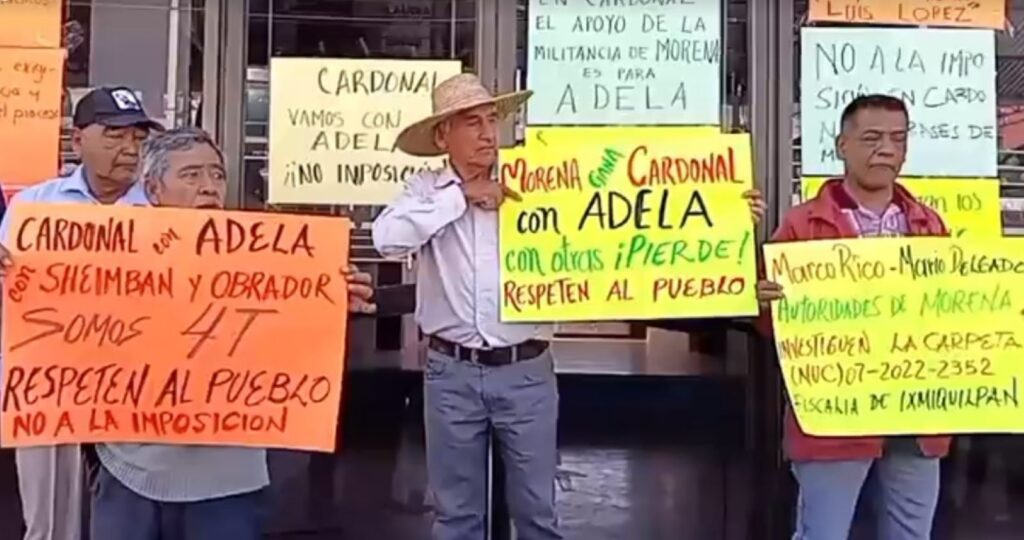 Morenistas exigiendo respuestas y dirigente escondido