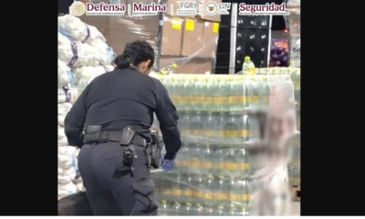 Decomisan más de una tonelada de metanfetamina líquida en botellas de Topo Chico