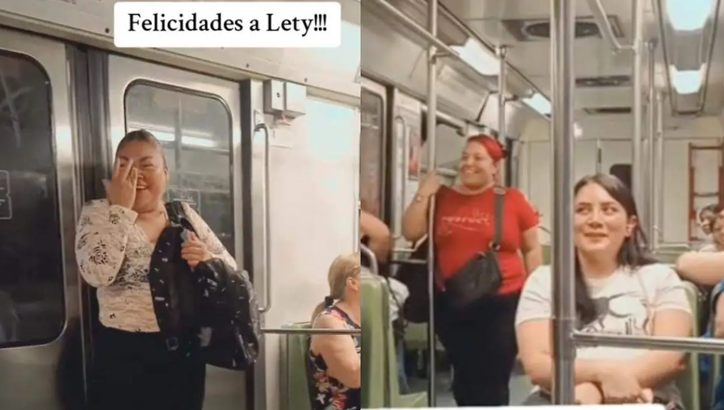 Pasajeras del Metro le cantan Las Mañanitas a vendedora ambulante