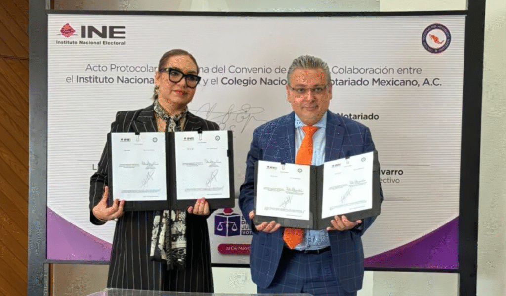 INE firma convenio notarial para dar certidumbre jurídica a elección judicial