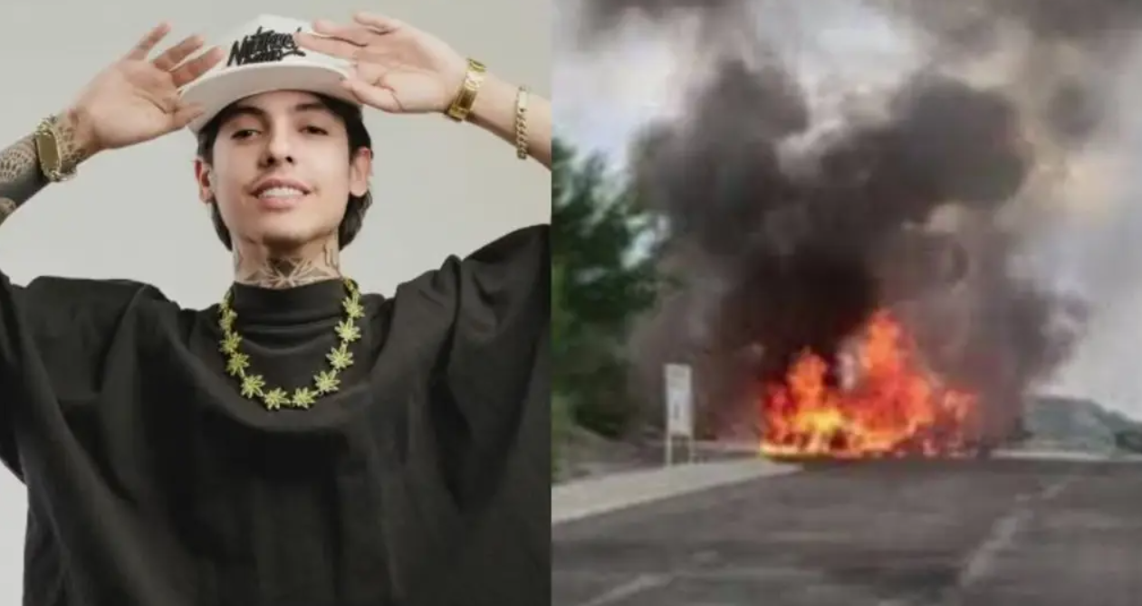 Camioneta de Natanael Cano se incendia mientras el cantante se encontraba al interior