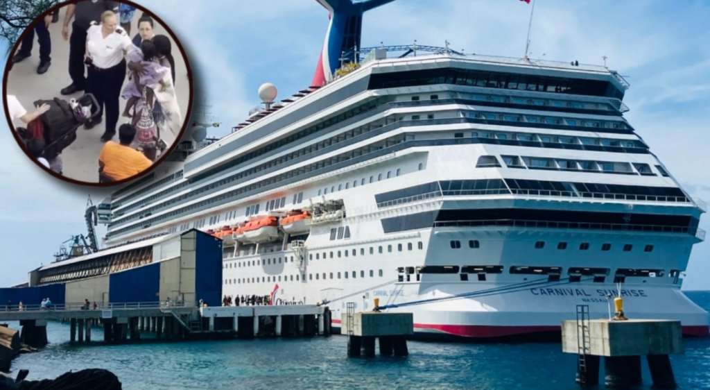 Madre casi muere aplastada al salvar a su hija que cayó al mar entre un crucero gigante y el muelle