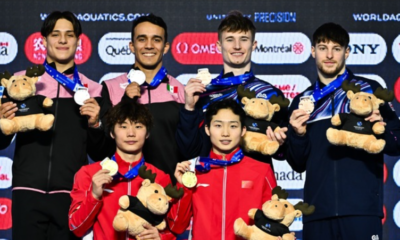 Osmar Olvera y Juan Celaya ganan medalla de plata en la Copa del Mundo de Clavados Montreal 2026