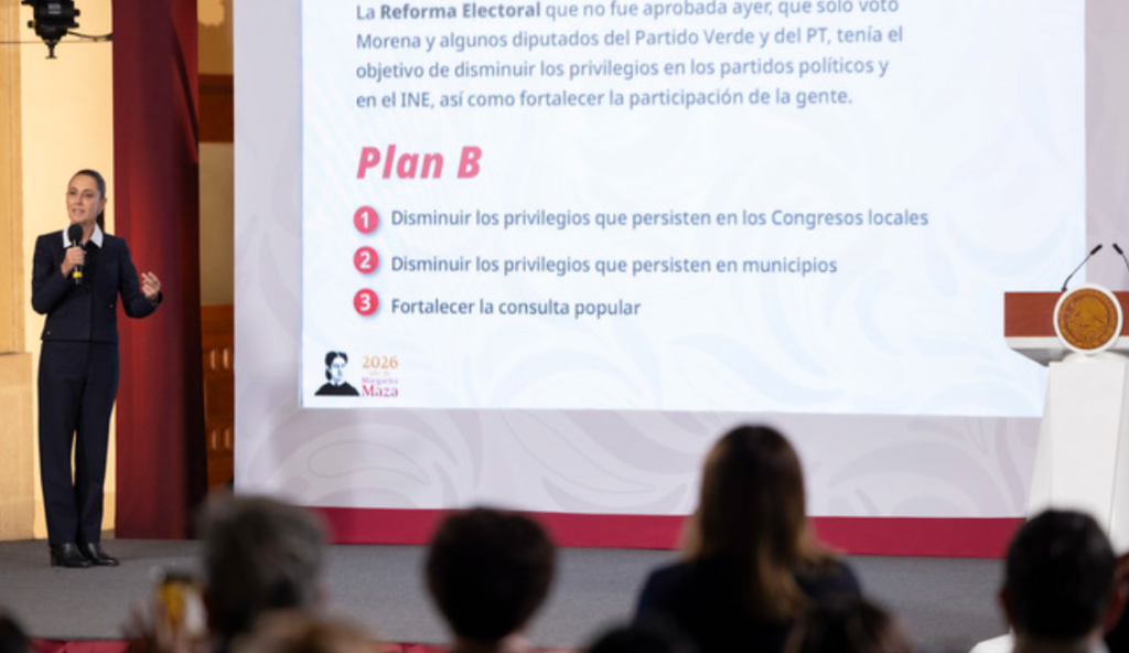 Presidenta enviará Plan B de Reforma Electoral para disminuir privilegios en congresos locales, municipios y fortalecer la consulta popular