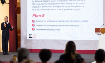 Presidenta enviará Plan B de Reforma Electoral para disminuir privilegios en congresos locales, municipios y fortalecer la consulta popular