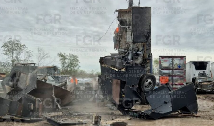 Destruyen 18 vehículos blindados vinculados a actividades delictivas en Tamaulipas