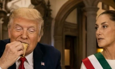 Trump difunde video generado con IA donde aparece compartiendo tacos con Sheinbaum