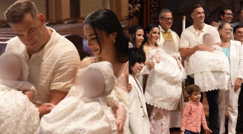 Martha Higareda y Lewis Howes celebran el bautizo de sus mellizas