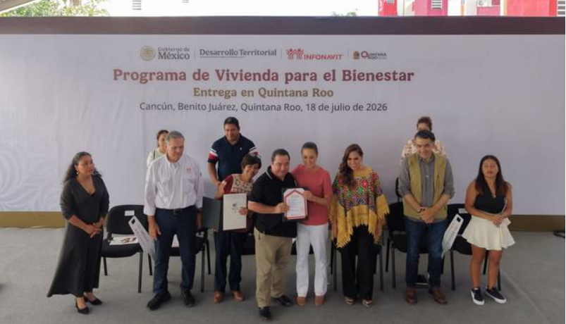 Sheinbaum entrega viviendas y finiquitos de créditos en Quintana Roo