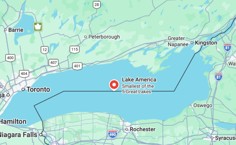Google Maps cambia nombre del Lago Ontario a “Lago América” en Estados Unidos