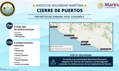 Marina activa medidas preventivas ante el huracán “Polo” en el Pacífico mexicano
