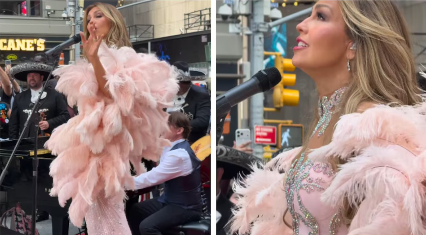 Thalía interpreta “Así fue” de Juan Gabriel en Times Square y genera reacciones en redes sociales
