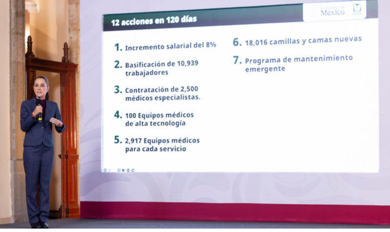 Sheinbaum anuncia 12 acciones para fortalecer al IMSS en los próximos 120 días