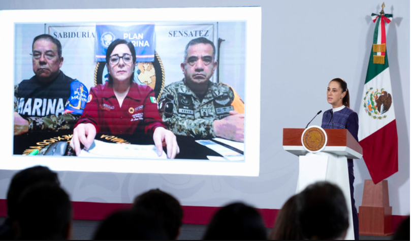 Sheinbaum mantiene apoyo federal ante afectaciones por los huracanes Simon y Rachel